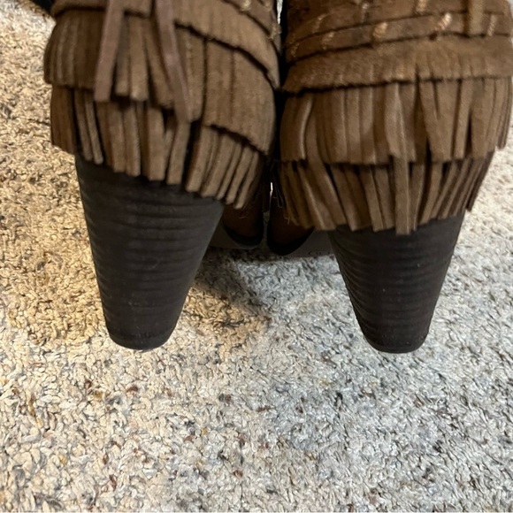 Naughty Monkey In Lyne Tan Zip Fringe Leather Booties Size 8 NWOT - Picture 5 of 11